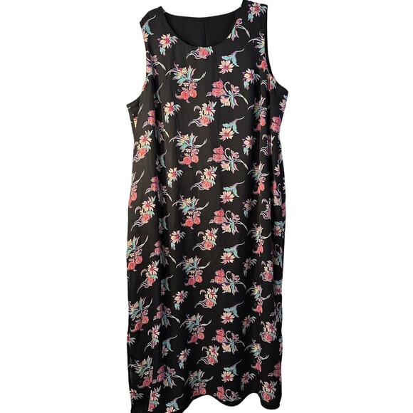 Componix Womens Black Sleeveless Dress Reversible Sz 22 Embroidered One Side - Picture 1 of 8